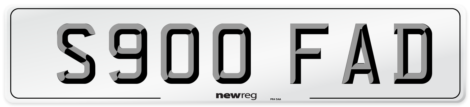 S900 FAD Number Plate from New Reg